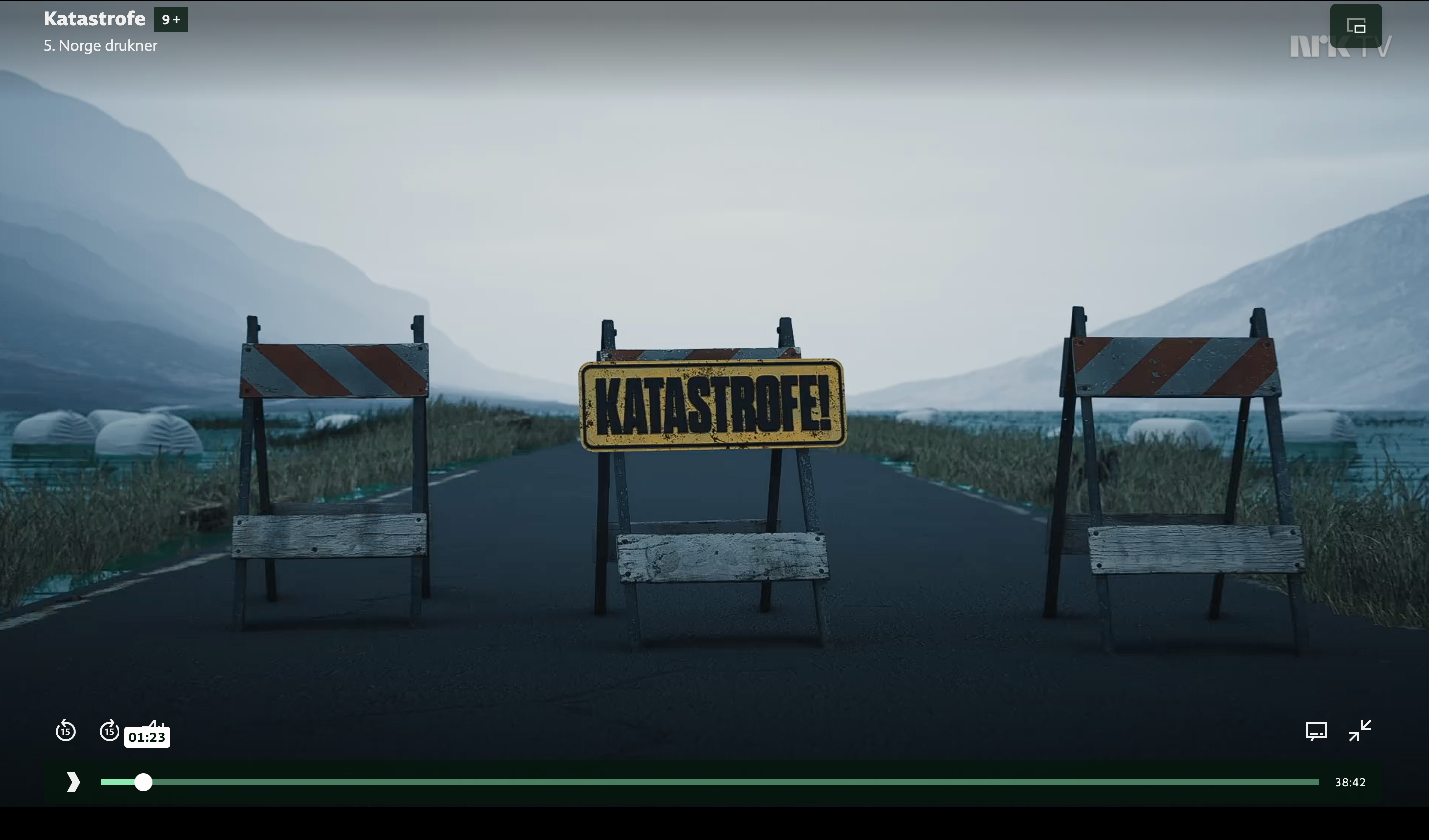 Skjermbilde fra NRK-programmet “Katastrofe”, episode 5, “Norge drukner”. Du kommer til programmet ved å trykke på bildet.